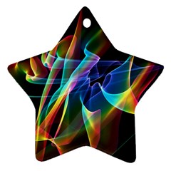 Aurora Ribbons, Abstract Rainbow Veils  Star Ornament (two Sides) by DianeClancy