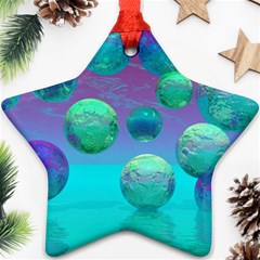 Ocean Dreams, Abstract Aqua Violet Ocean Fantasy Star Ornament (two Sides) by DianeClancy