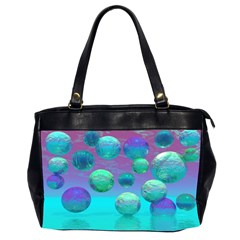 Ocean Dreams, Abstract Aqua Violet Ocean Fantasy Oversize Office Handbag (two Sides) by DianeClancy