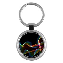 Fluted Cosmic Rafluted Cosmic Rainbow, Abstract Winds Key Chain (round) by DianeClancy