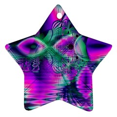  Teal Violet Crystal Palace, Abstract Cosmic Heart Star Ornament by DianeClancy