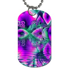  Teal Violet Crystal Palace, Abstract Cosmic Heart Dog Tag (two-sided)  by DianeClancy