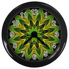 Woven Jungle Leaves Mandala Wall Clock (black) by Zandiepants