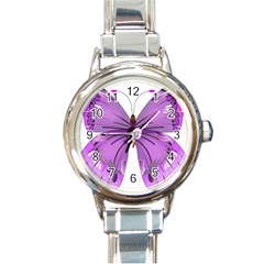 Purple Awareness Butterfly Round Italian Charm Watch by FunWithFibro