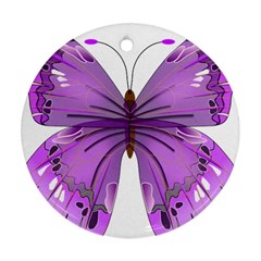 Purple Awareness Butterfly Round Ornament by FunWithFibro