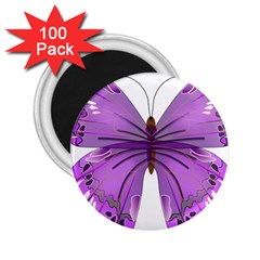 Purple Awareness Butterfly 2 25  Button Magnet (100 Pack) by FunWithFibro