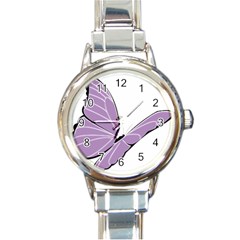 Purple Awareness Butterfly 2 Round Italian Charm Watch by FunWithFibro