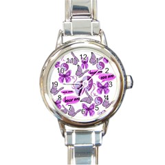 Invisible Illness Collage Round Italian Charm Watch by FunWithFibro