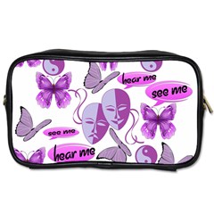 Invisible Illness Collage Travel Toiletry Bag (two Sides) by FunWithFibro