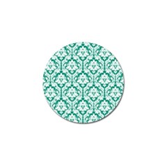 White On Emerald Green Damask Golf Ball Marker by Zandiepants