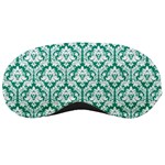 White On Emerald Green Damask Sleeping Mask Front