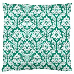 Emerald Green Damask Pattern Large Cushion Case (one Side) by Zandiepants