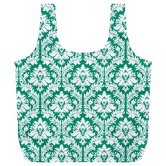 Emerald Green Damask Pattern Full Print Recycle Bag (xl) by Zandiepants