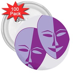 Comedy & Tragedy Of Chronic Pain 3  Button (100 Pack) by FunWithFibro