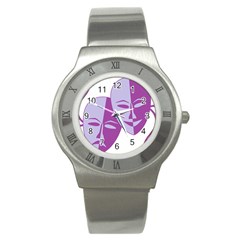 Comedy & Tragedy Of Chronic Pain Stainless Steel Watch (slim) by FunWithFibro