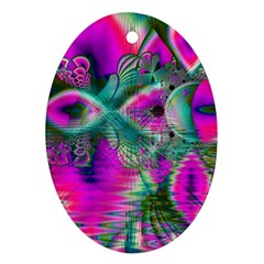 Crystal Flower Garden, Abstract Teal Violet Oval Ornament (two Sides) by DianeClancy