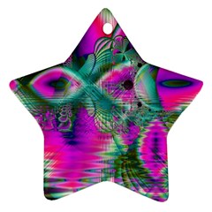 Crystal Flower Garden, Abstract Teal Violet Star Ornament (two Sides) by DianeClancy