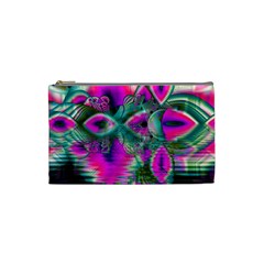 Crystal Flower Garden, Abstract Teal Violet Cosmetic Bag (small) by DianeClancy