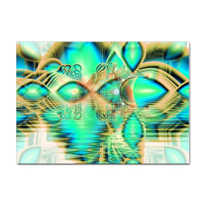 Golden Teal Peacock, Abstract Copper Crystal A4 Sticker 100 Pack