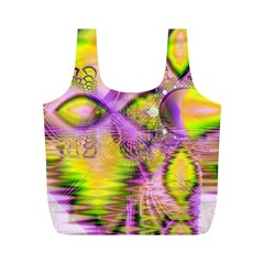 Golden Violet Crystal Heart Of Fire, Abstract Reusable Bag (m) by DianeClancy