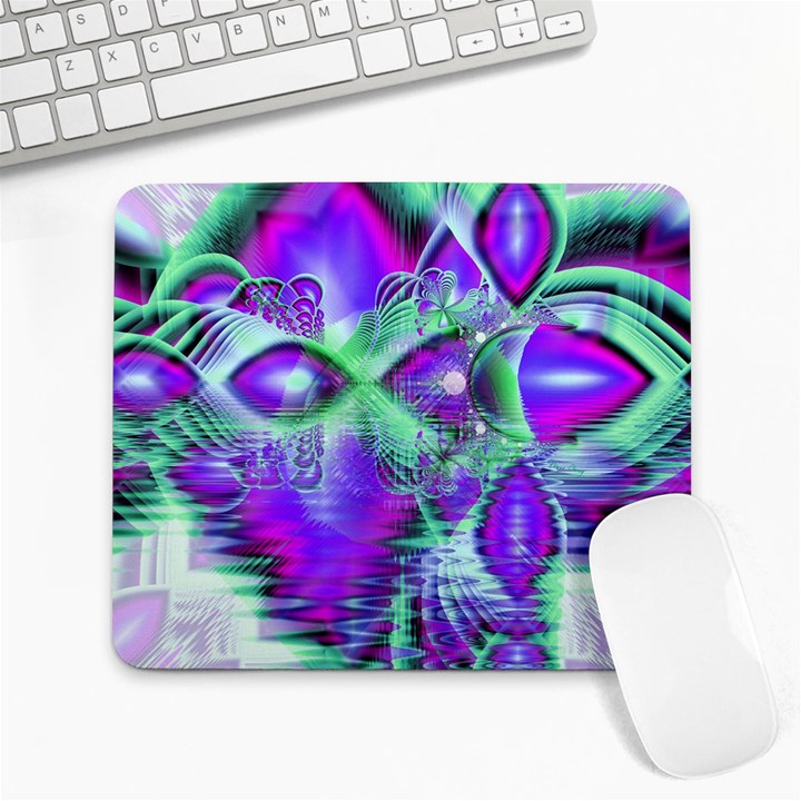 Violet Peacock Feathers, Abstract Crystal Mint Green Large Mouse Pad (Rectangle)