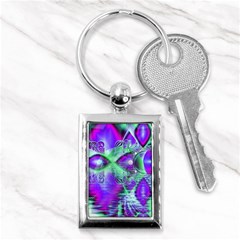 Violet Peacock Feathers, Abstract Crystal Mint Green Key Chain (rectangle) by DianeClancy