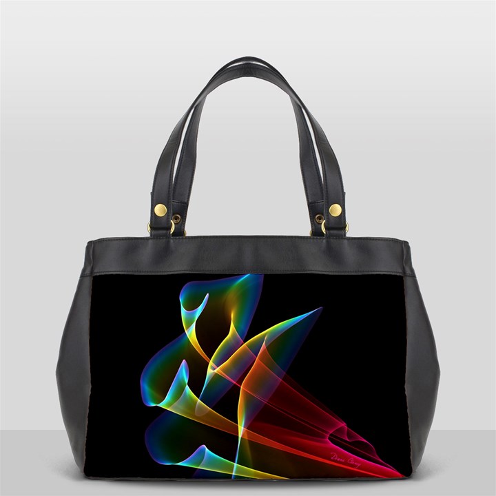 Peacock Symphony, Abstract Rainbow Music Oversize Office Handbag (Two Sides)