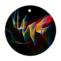 Northern Lights, Abstract Rainbow Aurora Round Ornament (two Sides) by DianeClancy