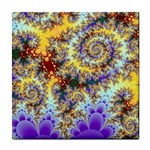 Desert Winds, Abstract Gold Purple Cactus  Ceramic Tile Front