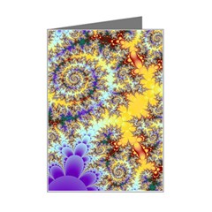 Desert Winds, Abstract Gold Purple Cactus  Mini Greeting Card by DianeClancy