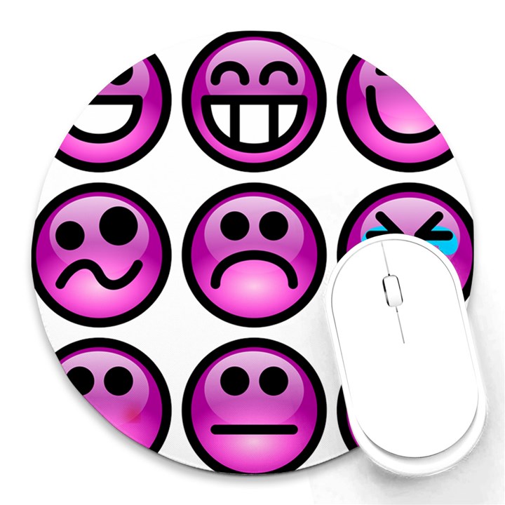 Chronic Pain Emoticons 8  Mouse Pad (Round)