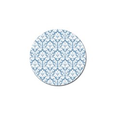 White On Light Blue Damask Golf Ball Marker by Zandiepants