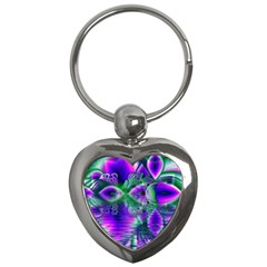 Evening Crystal Primrose, Abstract Night Flowers Key Chain (heart) by DianeClancy