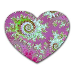 Raspberry Lime Surprise, Abstract Sea Garden  Mouse Pad (heart) by DianeClancy