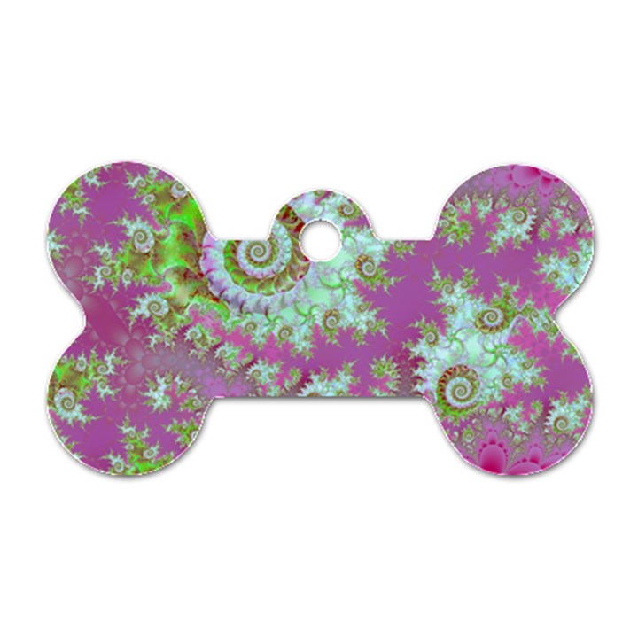 Raspberry Lime Surprise, Abstract Sea Garden  Dog Tag Bone (One Sided)