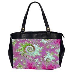 Raspberry Lime Surprise, Abstract Sea Garden  Oversize Office Handbag (two Sides) by DianeClancy