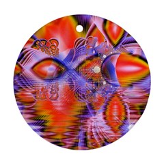 Crystal Star Dance, Abstract Purple Orange Round Ornament (two Sides) by DianeClancy