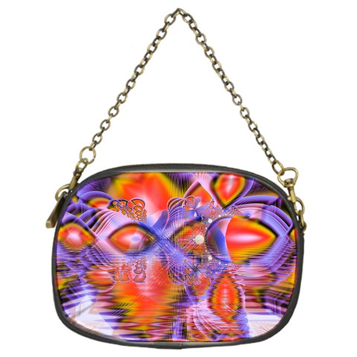 Crystal Star Dance, Abstract Purple Orange Chain Purse (One Side)