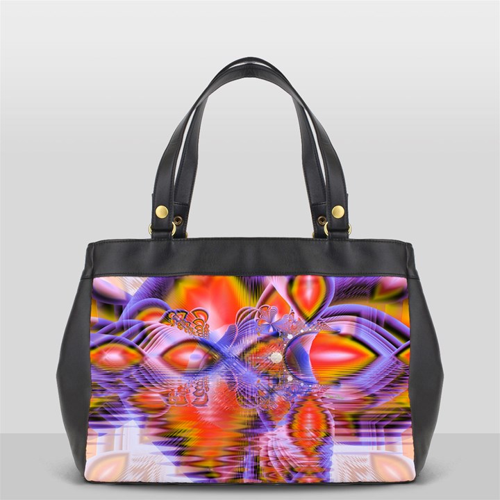 Crystal Star Dance, Abstract Purple Orange Oversize Office Handbag (Two Sides)