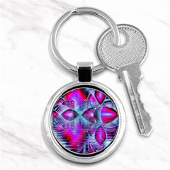 Crystal Northern Lights Palace, Abstract Ice  Key Chain (round) by DianeClancy