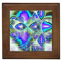 Abstract Peacock Celebration, Golden Violet Teal Framed Ceramic Tile by DianeClancy