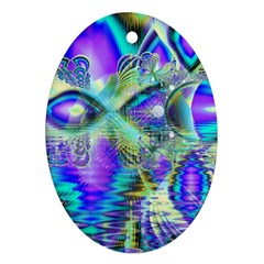 Abstract Peacock Celebration, Golden Violet Teal Oval Ornament by DianeClancy