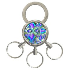 Abstract Peacock Celebration, Golden Violet Teal 3-ring Key Chain by DianeClancy