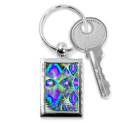 Abstract Peacock Celebration, Golden Violet Teal Key Chain (rectangle) by DianeClancy