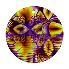 Golden Violet Crystal Palace, Abstract Cosmic Explosion Round Ornament (two Sides) by DianeClancy