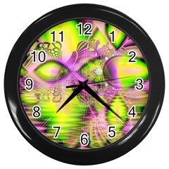 Raspberry Lime Mystical Magical Lake, Abstract  Wall Clock (black) by DianeClancy