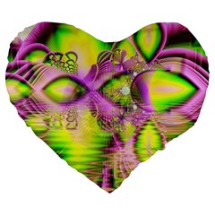 Raspberry Lime Mystical Magical Lake, Abstract  19  Premium Heart Shape Cushion by DianeClancy