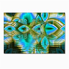 Crystal Gold Peacock, Abstract Mystical Lake Postcards 5  X 7  (10 Pack) by DianeClancy