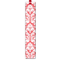 White On Red Damask Large Bookmark by Zandiepants