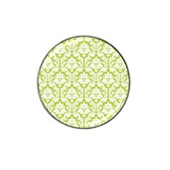 White On Spring Green Damask Golf Ball Marker (for Hat Clip) by Zandiepants